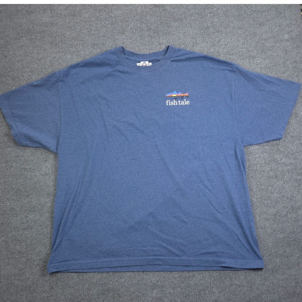 Alstyle‎ Lenny & Joe's Fish Tale Shirt Mens 3XL Blue Graphic Short Sleeve Tee